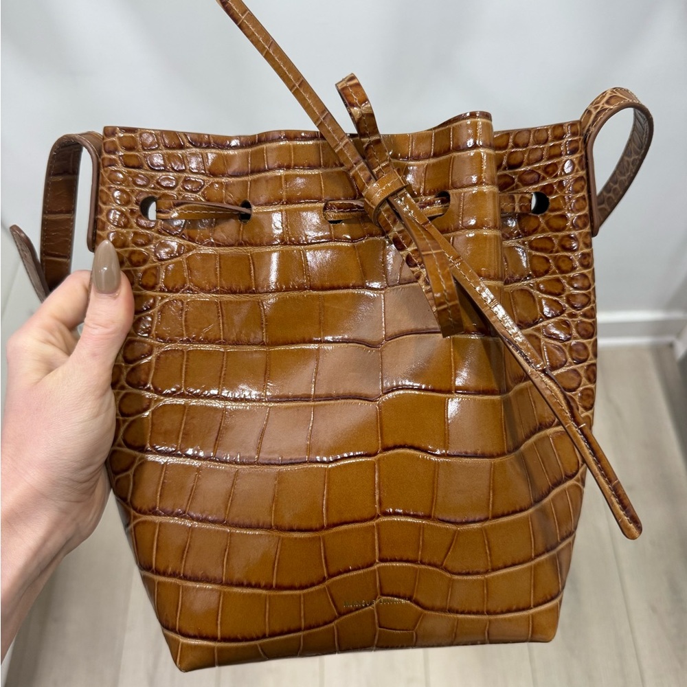 Mansur Gavriel Tan Croc-Embossed Mini Bag - Picture 7 of 7